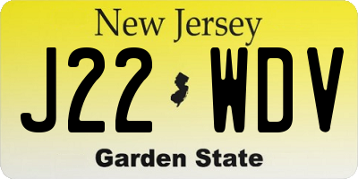 NJ license plate J22WDV
