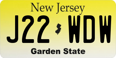 NJ license plate J22WDW