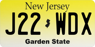 NJ license plate J22WDX