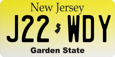 NJ license plate J22WDY