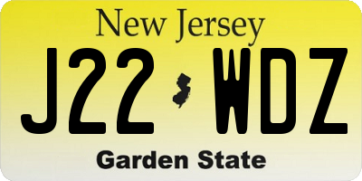 NJ license plate J22WDZ