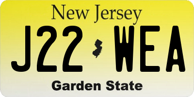 NJ license plate J22WEA