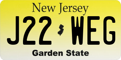 NJ license plate J22WEG
