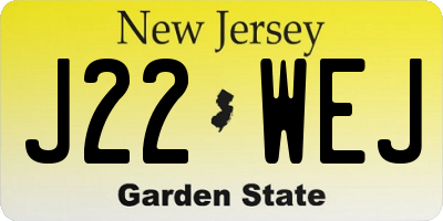 NJ license plate J22WEJ