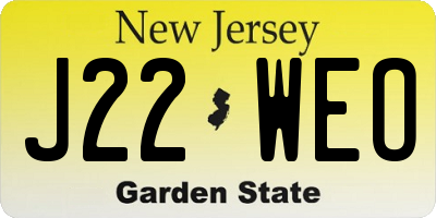 NJ license plate J22WEO