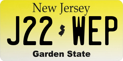 NJ license plate J22WEP
