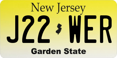 NJ license plate J22WER