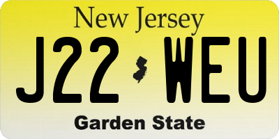 NJ license plate J22WEU