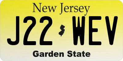 NJ license plate J22WEV