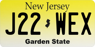 NJ license plate J22WEX