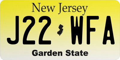 NJ license plate J22WFA
