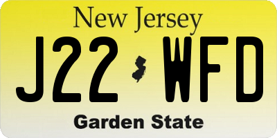 NJ license plate J22WFD
