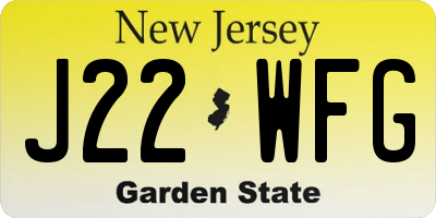 NJ license plate J22WFG
