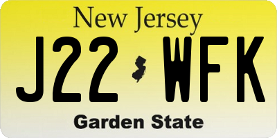 NJ license plate J22WFK