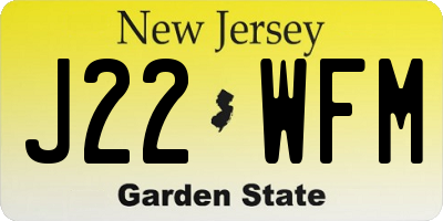 NJ license plate J22WFM