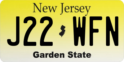 NJ license plate J22WFN
