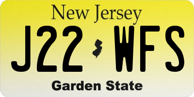 NJ license plate J22WFS