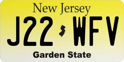 NJ license plate J22WFV