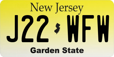 NJ license plate J22WFW