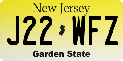 NJ license plate J22WFZ