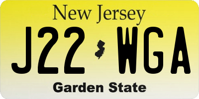 NJ license plate J22WGA