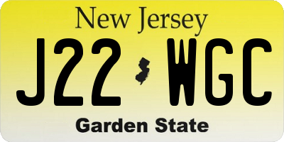 NJ license plate J22WGC