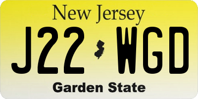 NJ license plate J22WGD