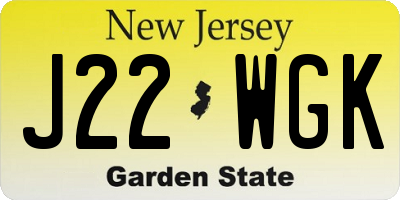 NJ license plate J22WGK