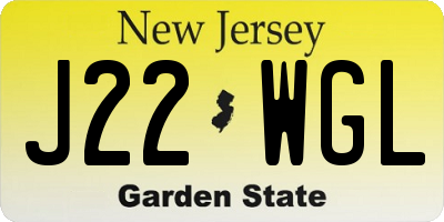 NJ license plate J22WGL