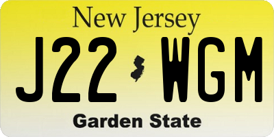 NJ license plate J22WGM