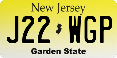 NJ license plate J22WGP