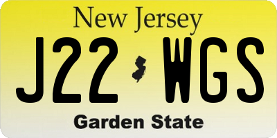 NJ license plate J22WGS