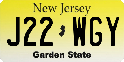 NJ license plate J22WGY
