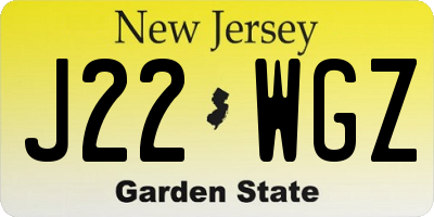 NJ license plate J22WGZ