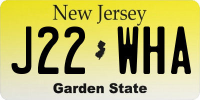 NJ license plate J22WHA