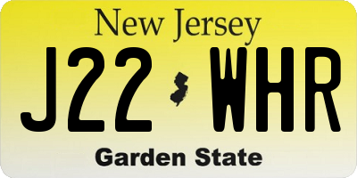 NJ license plate J22WHR