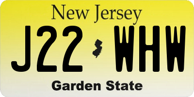 NJ license plate J22WHW