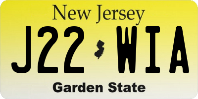 NJ license plate J22WIA