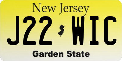 NJ license plate J22WIC
