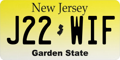 NJ license plate J22WIF