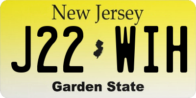 NJ license plate J22WIH