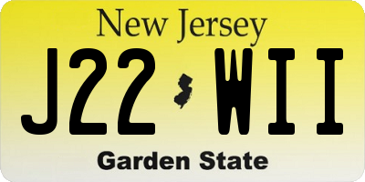 NJ license plate J22WII