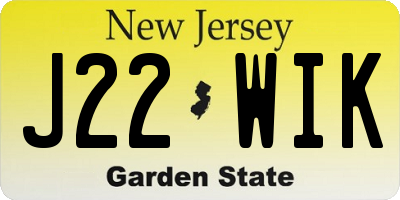 NJ license plate J22WIK