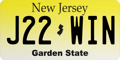 NJ license plate J22WIN