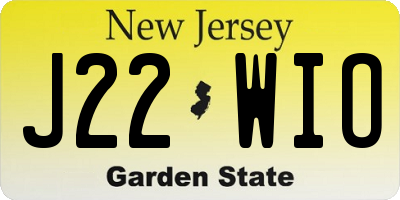 NJ license plate J22WIO