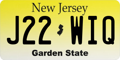 NJ license plate J22WIQ
