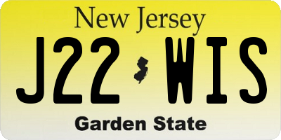 NJ license plate J22WIS