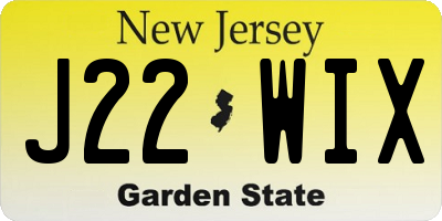 NJ license plate J22WIX