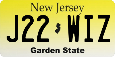 NJ license plate J22WIZ