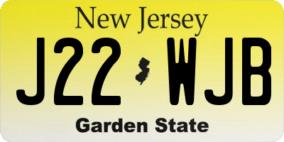 NJ license plate J22WJB